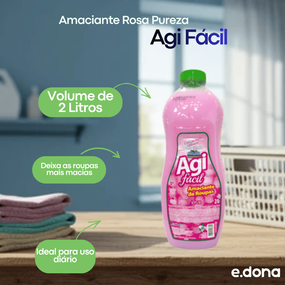 Amaciante 2L Rosa Pureza Agi Fácil - e - dona