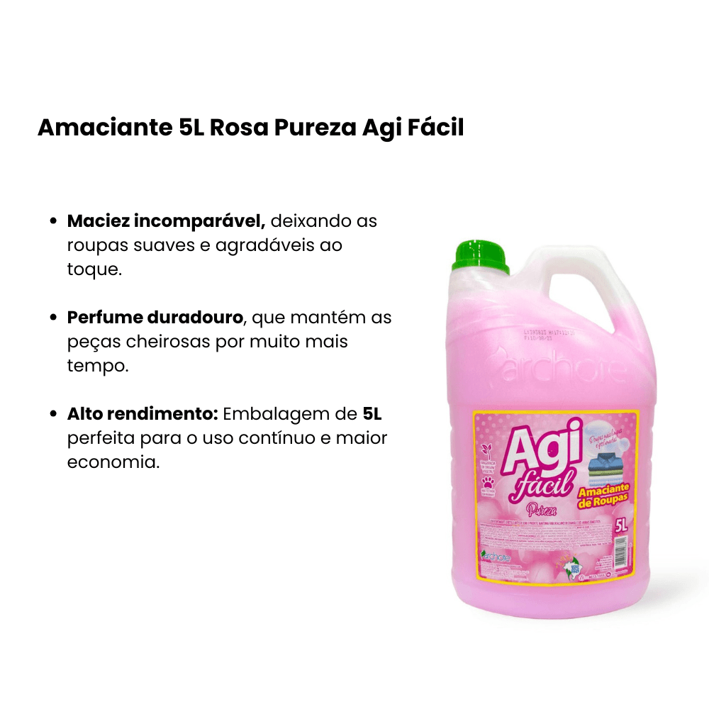 Amaciante 5L Rosa Pureza Agi Fácil - e - dona