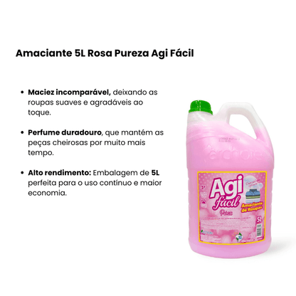Amaciante 5L Rosa Pureza Agi Fácil - e - dona