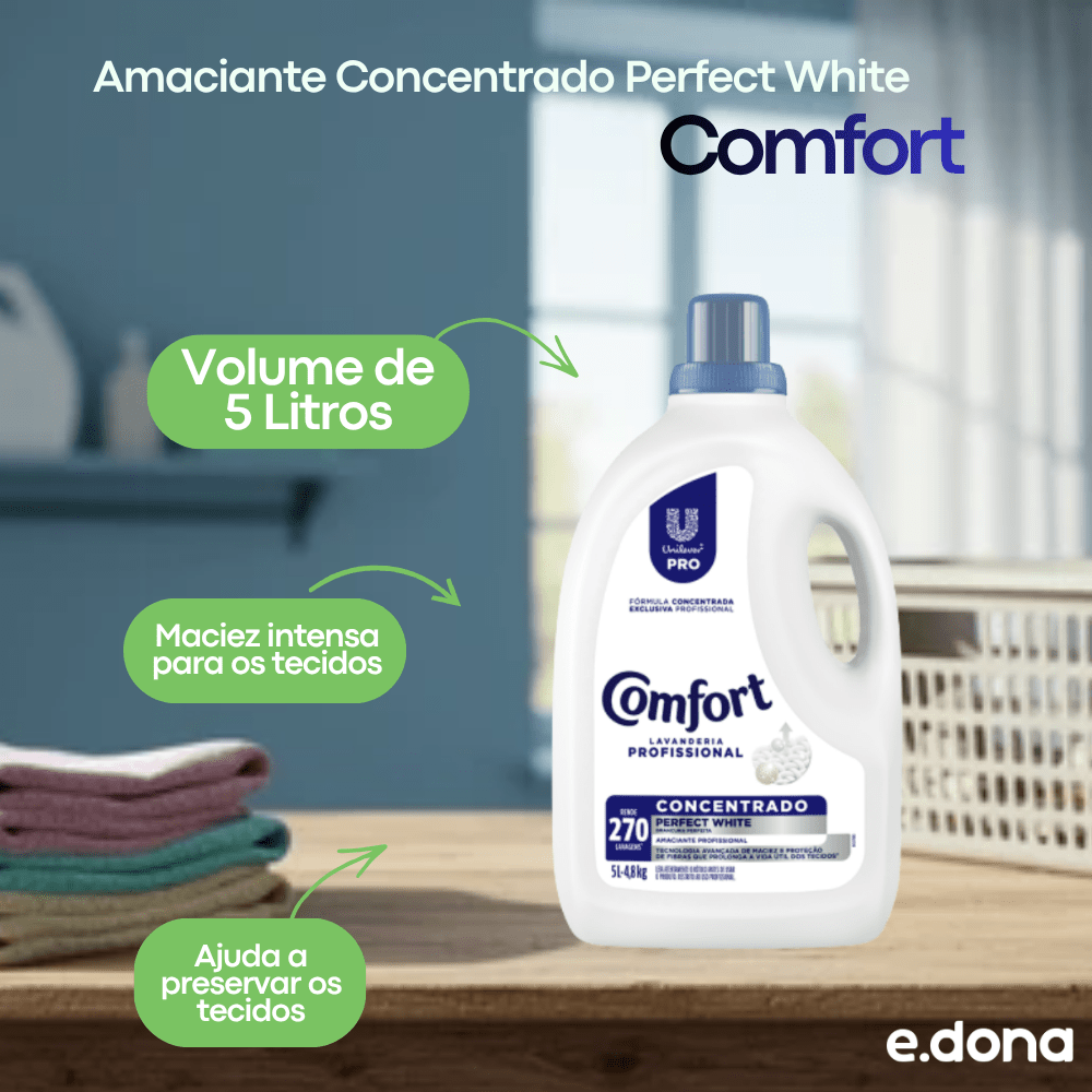 Amaciante Comfort Concentrado Perfect White 5 Litros - e - dona