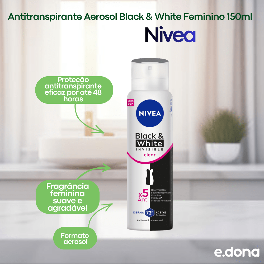 Antitranspirante Aerosol Black & White Feminino 150ml - e - dona