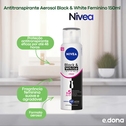 Antitranspirante Aerosol Black & White Feminino 150ml - e - dona