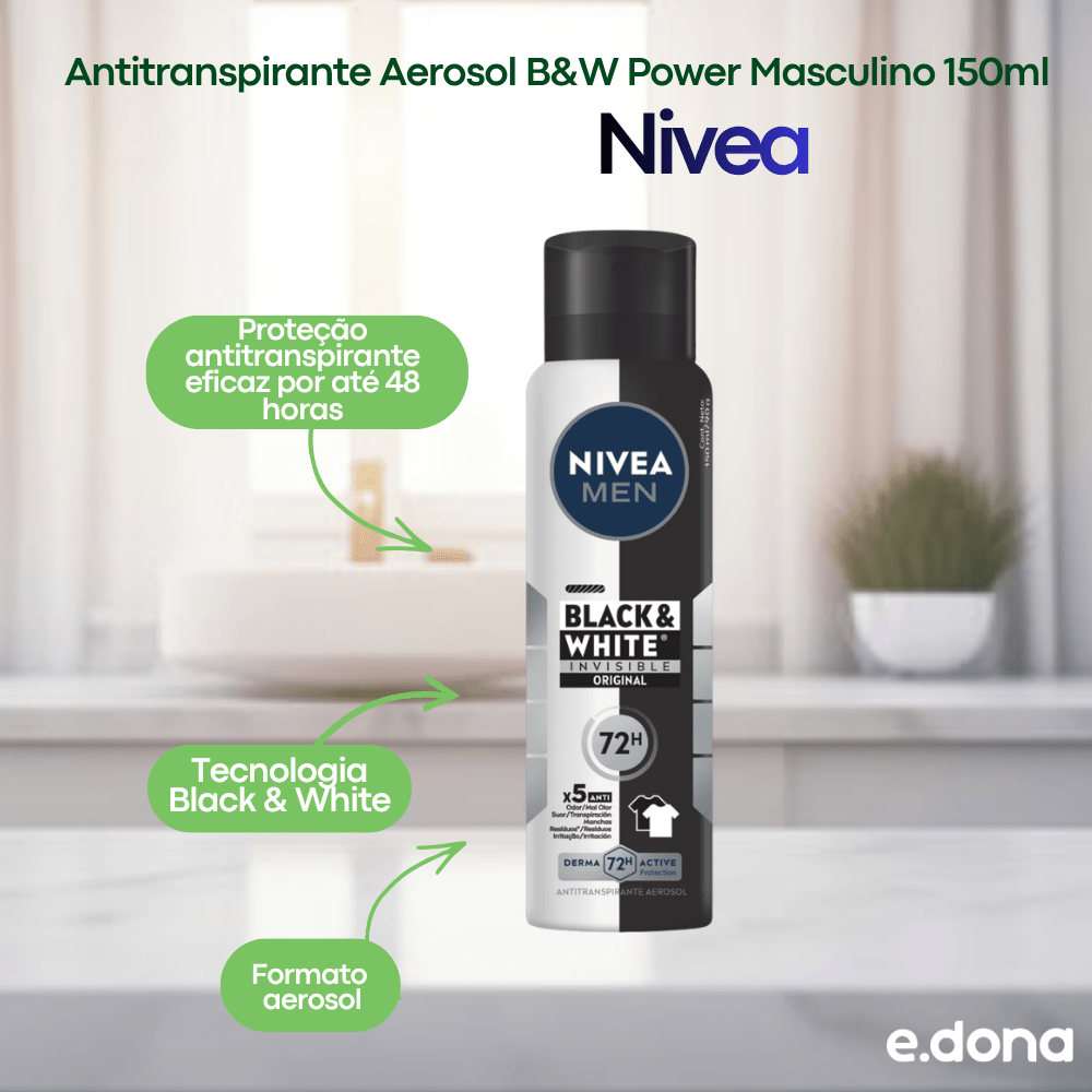 Antitranspirante Aerosol B&W Power Masculino 150ml Nivea - e - dona