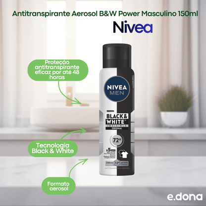 Antitranspirante Aerosol B&W Power Masculino 150ml Nivea - e - dona