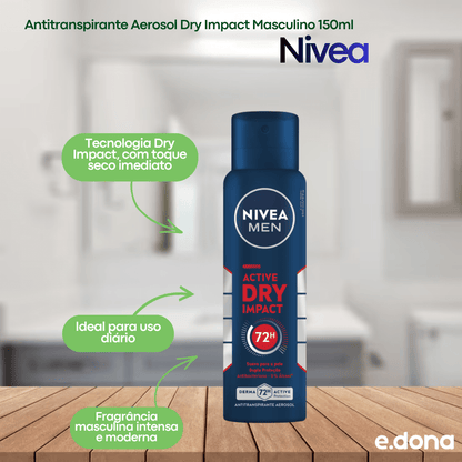 Antitranspirante Aerosol Dry Impact Masculino 150ml Nivea - e - dona
