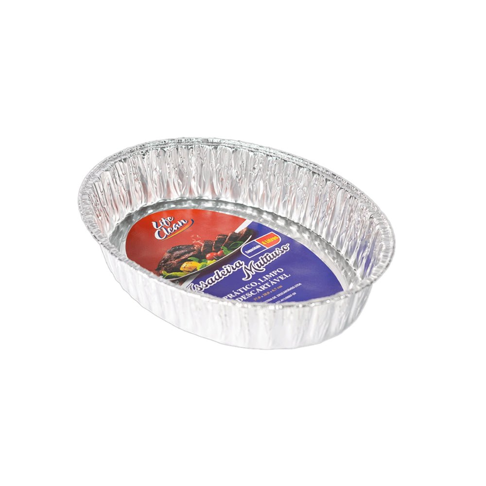 Assadeira Alumínio Oval 4L Life Clean com 12 unidades - e - dona
