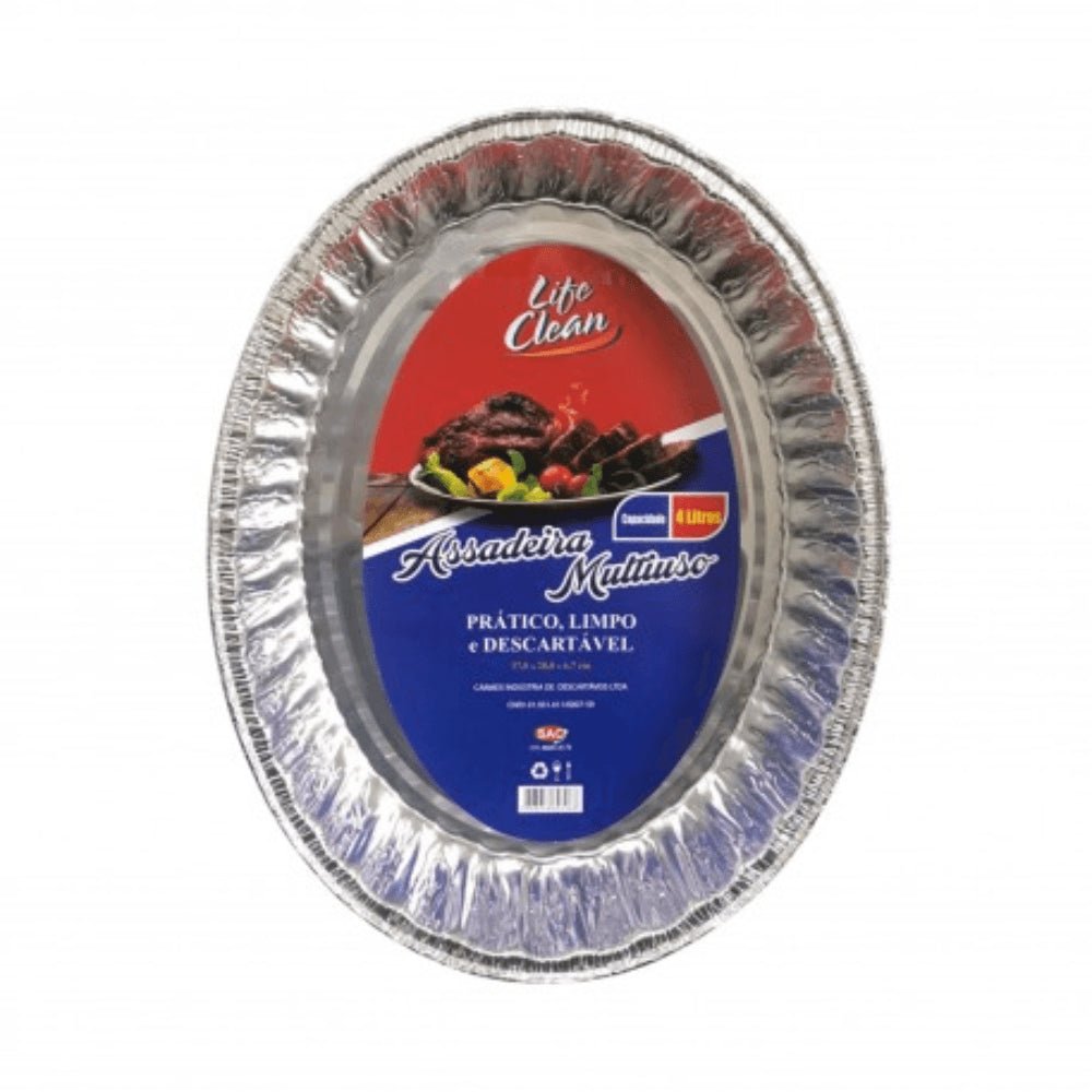 Assadeira Alumínio Oval 4L Life Clean com 12 unidades - e - dona
