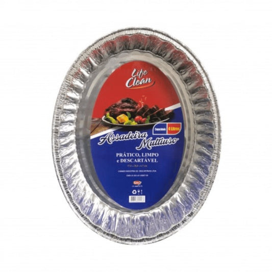 Assadeira Alumínio Oval 4L Life Clean com 12 unidades - e - dona
