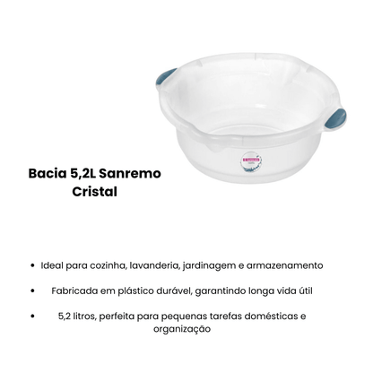 Bacia 5,2L Sanremo Cristal - e - dona