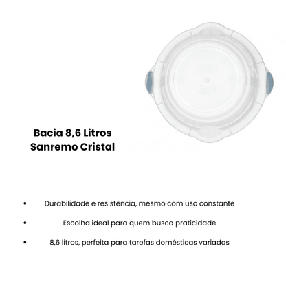 Bacia 8,6 Litros Sanremo Cristal - e - dona