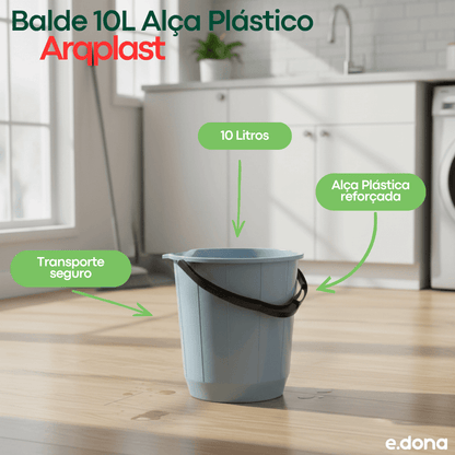 Balde 10 Litros Alça Plástico Arqplast - Cores Diversas - e - dona