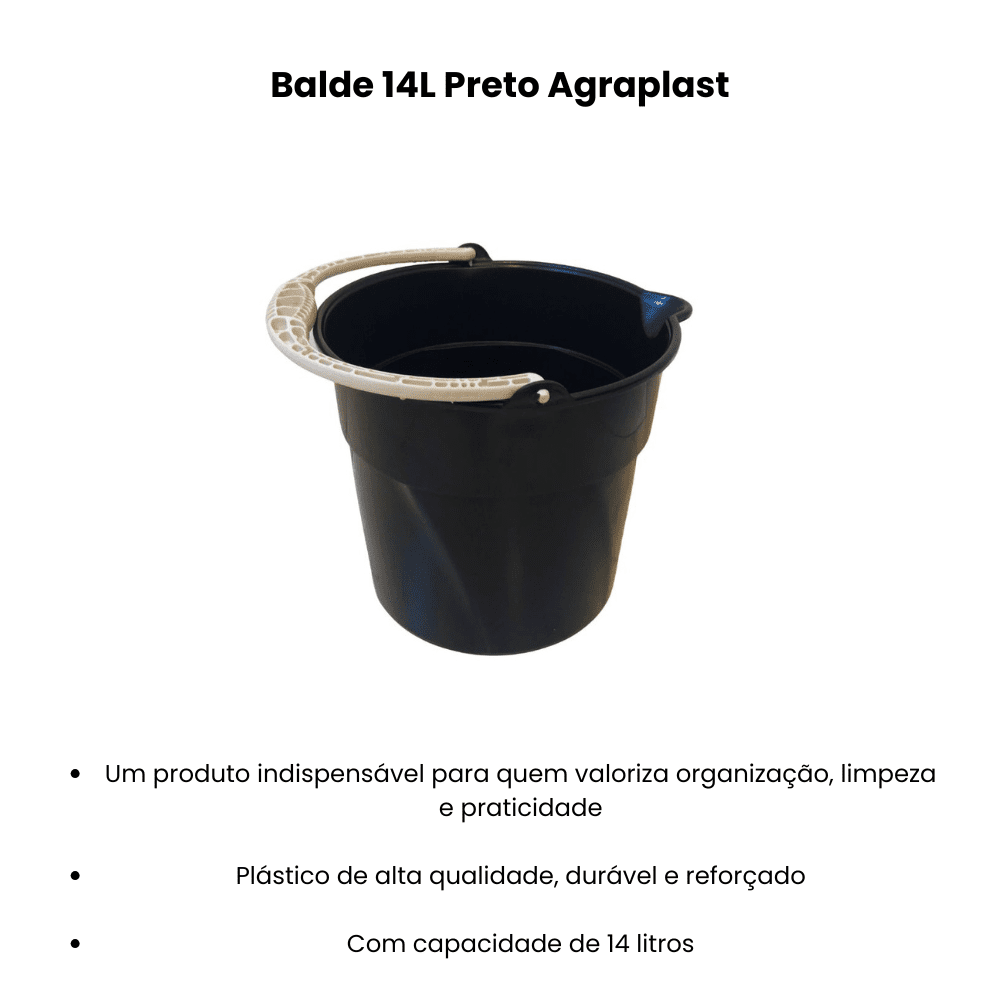 Balde 14L Preto Agraplast - e - dona