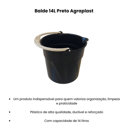 Balde 14L Preto Agraplast - e - dona
