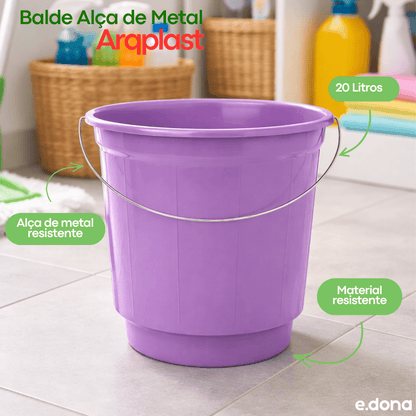 Balde 20L Alça de Metal Arqplast - Cores Diversas - e - dona