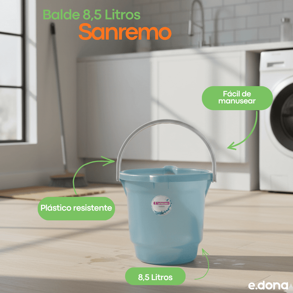 Balde 8,5L Sanremo Translúcido Azul - e - dona