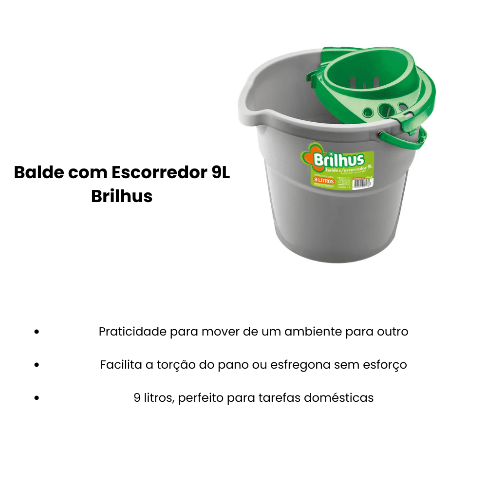 Balde com Escorredor 9L Brilhus - e - dona