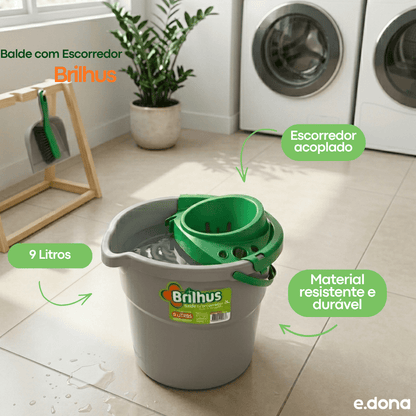 Balde com Escorredor 9L Brilhus - e - dona