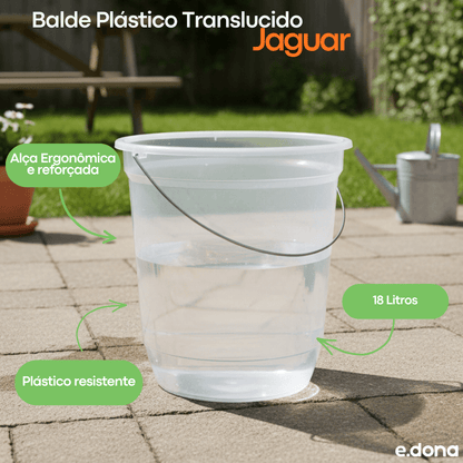 Balde Plástico 18 litros Translucido Jaguar - cores diversificadas - e - dona