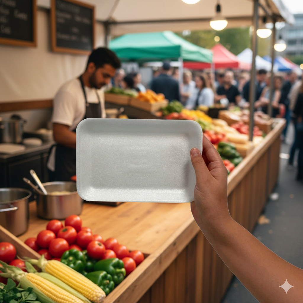 Bandeja Descartável Rasa de Isopor Totalplast TRL02 – Embalagem com 400 Unidades - e - dona