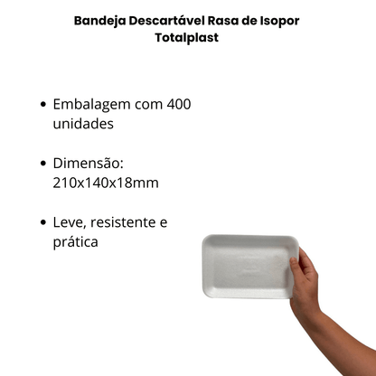 Bandeja Descartável Rasa de Isopor Totalplast TRL02 – Embalagem com 400 Unidades - e - dona
