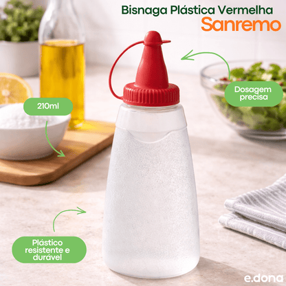 Bisnaga Plástica Vermelha 210ml Sanremo - e - dona
