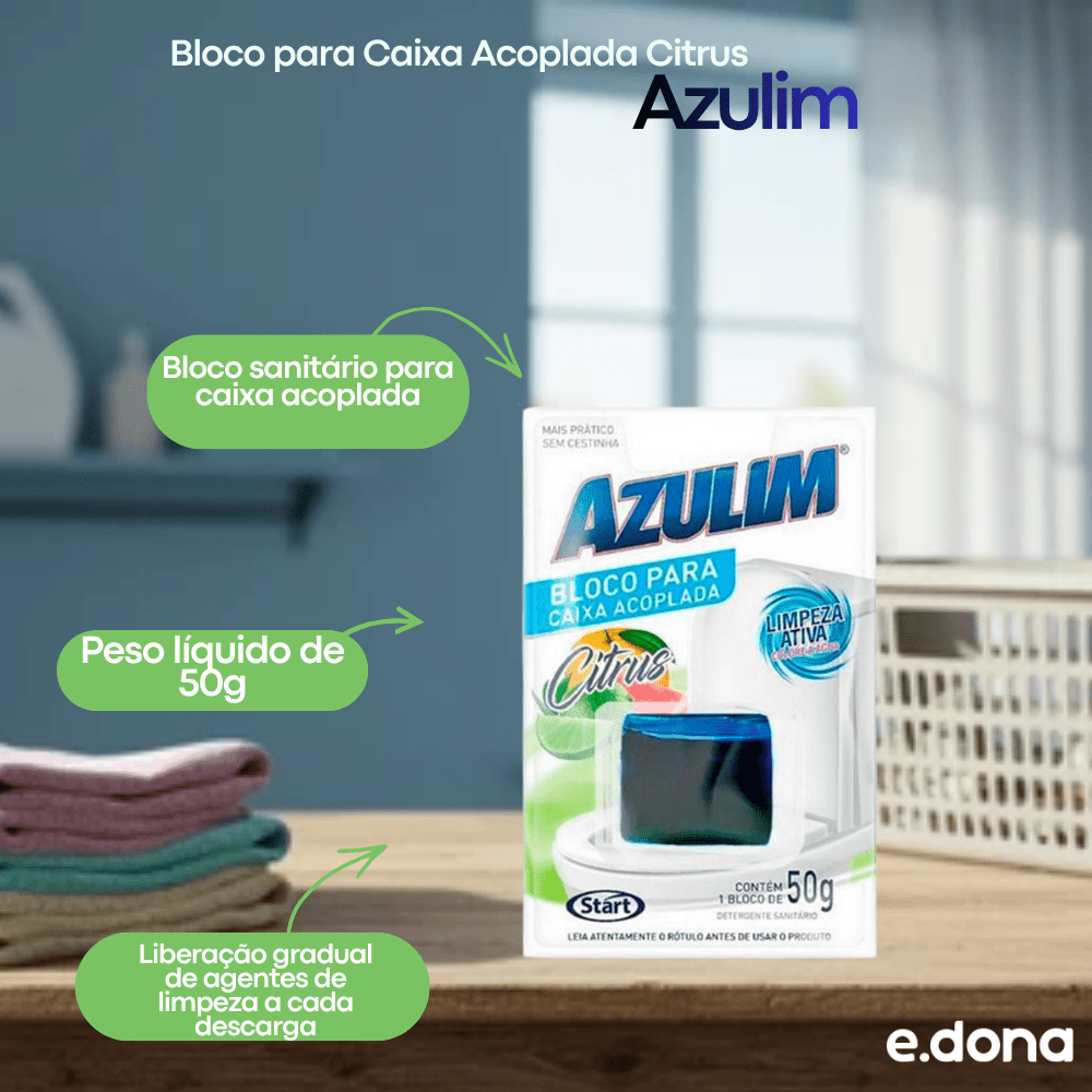 Bloco para Caixa Acoplada Citrus Azulim 50g - e - dona