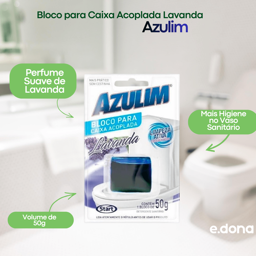 Bloco para Caixa Acoplada Lavanda Azulim 50g - e - dona