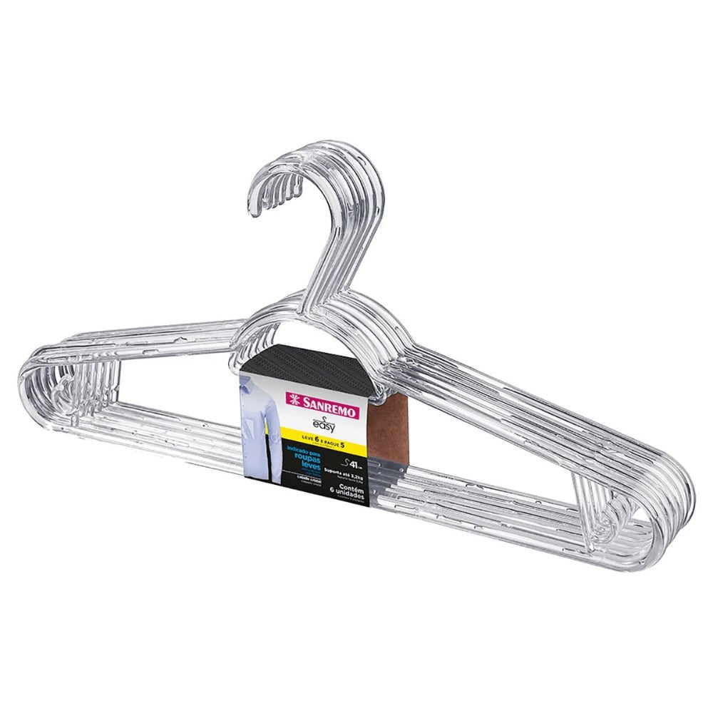 Cabide Multi Plástico 6 Peças Transparente Sanremo - e - dona