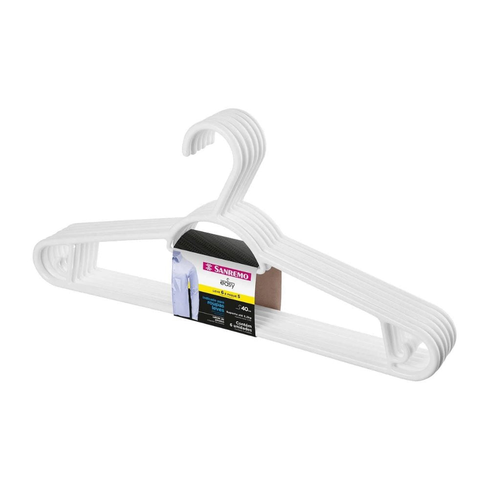 Cabide Pendura Mais 6 Peças Branco Sanremo - e - dona