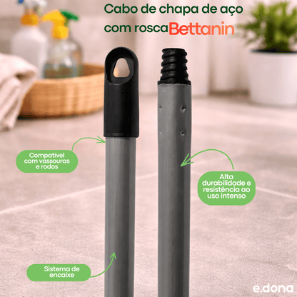 Cabo de chapa de aço com rosca para vassouras e rodos SuperPro Bettanin - e - dona