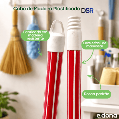 Cabo de Madeira Plastificado 1,50m para Vassouras e Rodos com Rosca DSR - e - dona