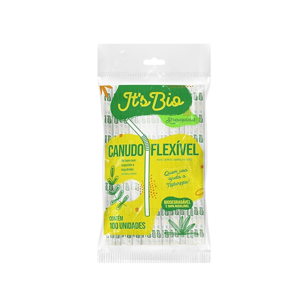 Canudo Bio Flexível sachê Strawplast com 100 unidades - e - dona