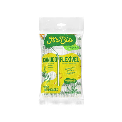 Canudo Bio Flexível sachê Strawplast com 100 unidades - e - dona