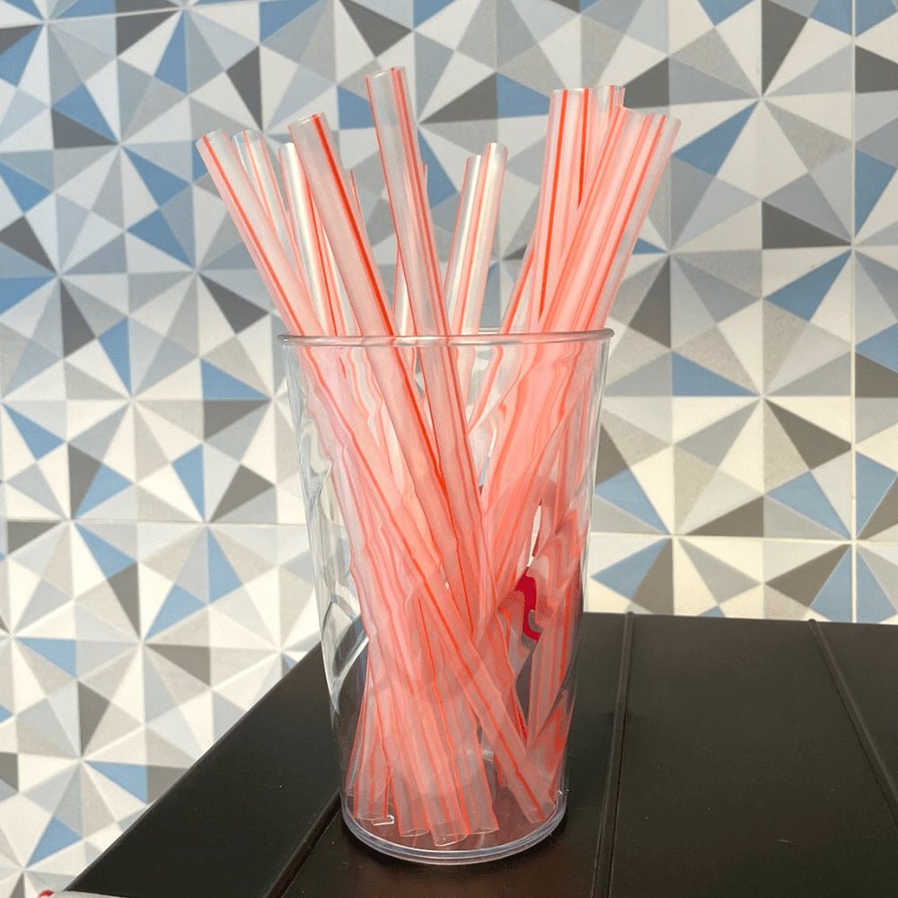Canudo Biodegradável Super MilkShake Transparente e vermelho em Sachê Bicão com 300 unidades - e - dona