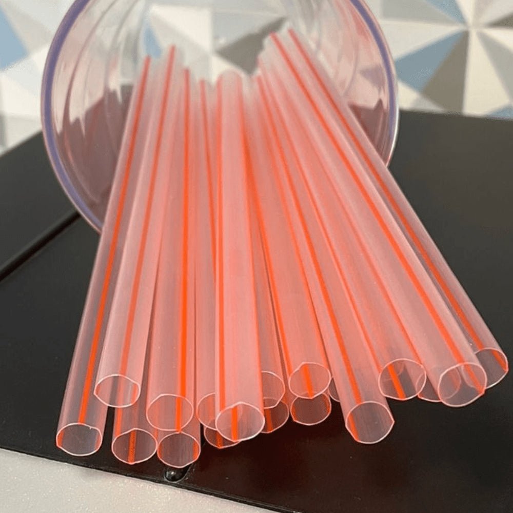 Canudo Biodegradável Super MilkShake Transparente e vermelho em Sachê Bicão com 300 unidades - e - dona