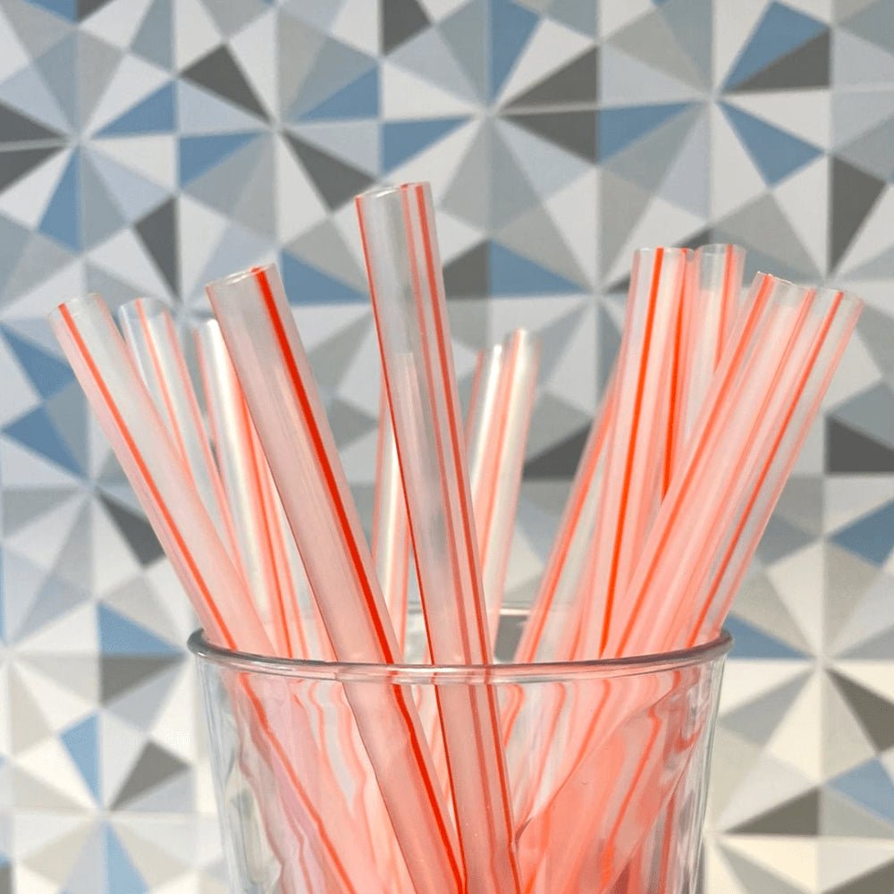 Canudo Biodegradável Super MilkShake Transparente e vermelho em Sachê Bicão com 300 unidades - e - dona