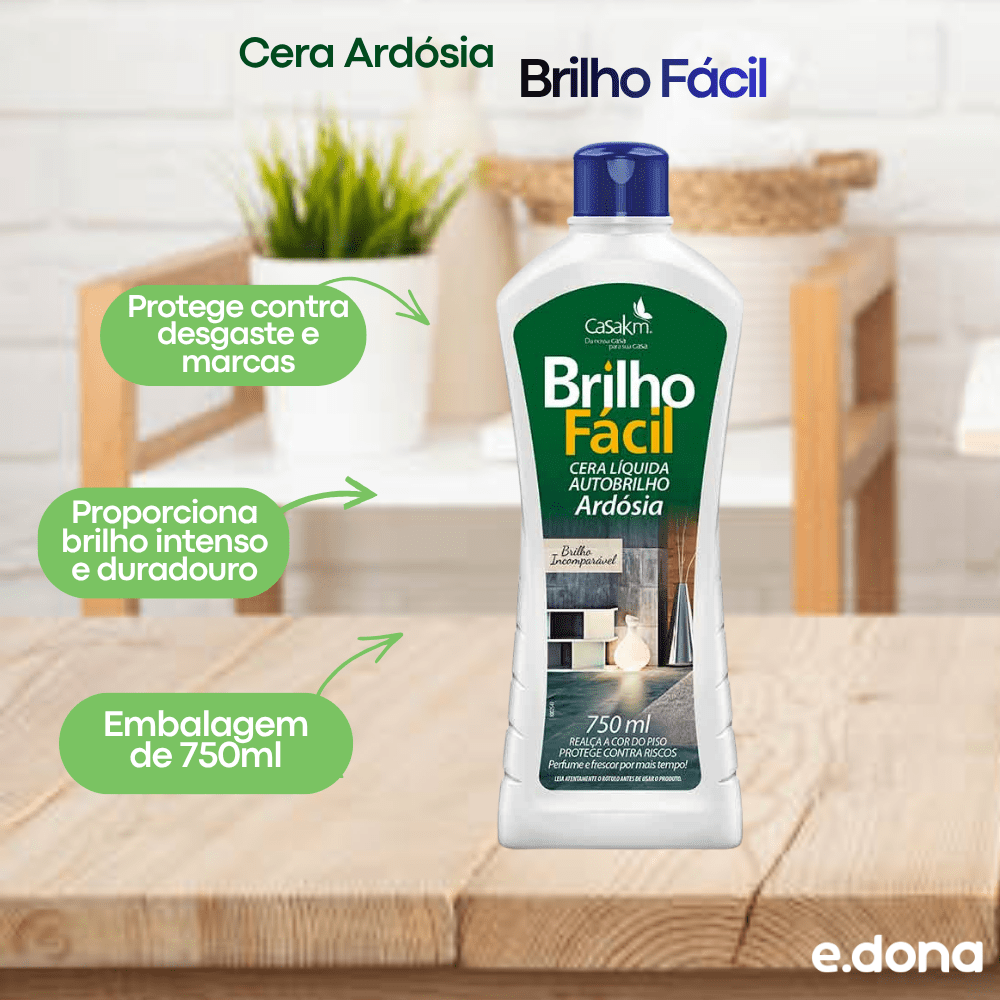 Cera Ardósia Brilho Fácil 750ml - e - dona
