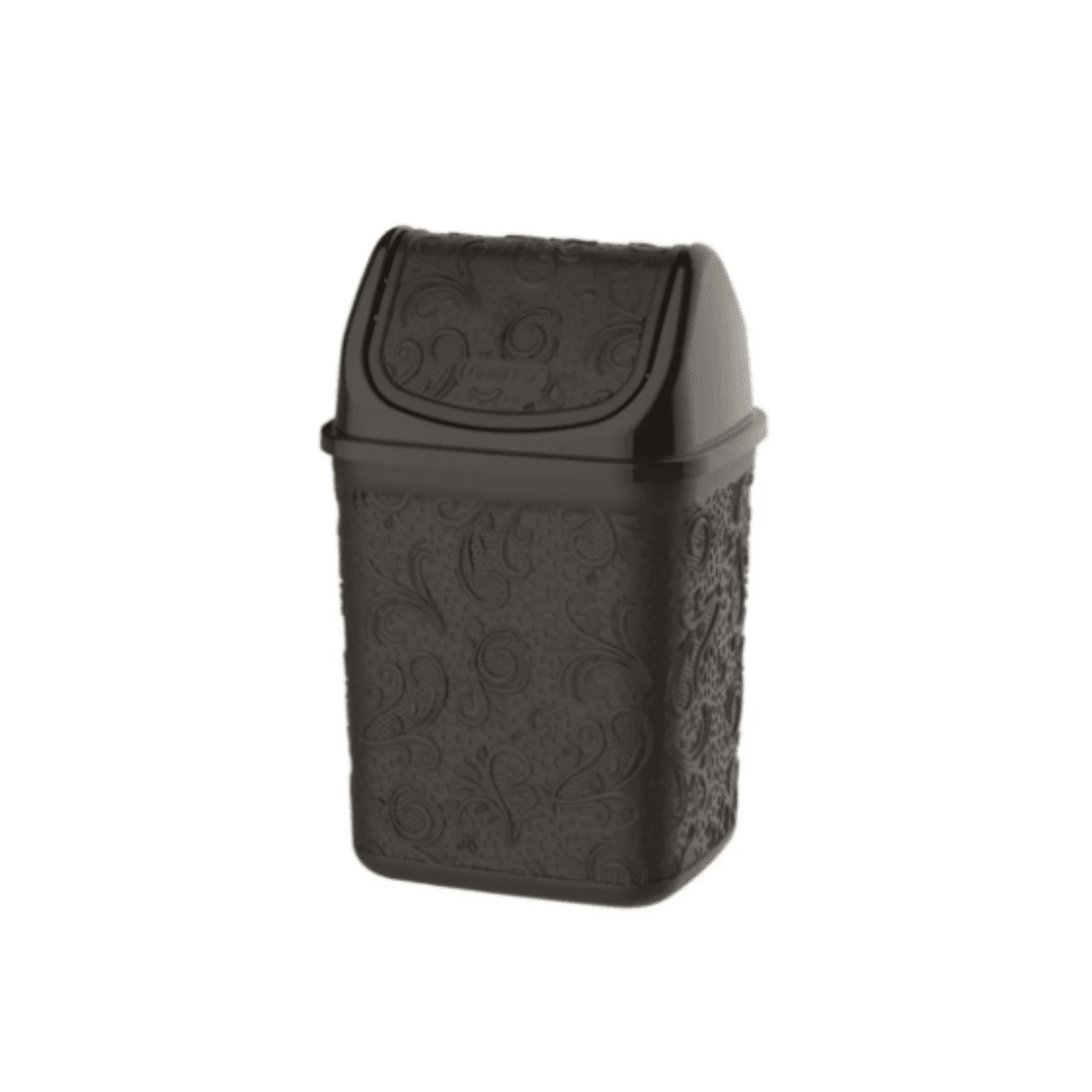 Cesto de Lixo Uninjet Renda Floral Basculante 4,5 Litros Preto - e - dona
