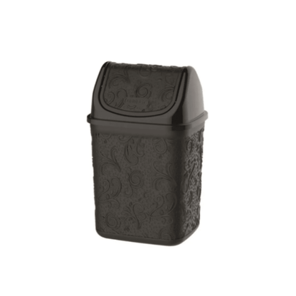 Cesto de Lixo Uninjet Renda Floral Basculante 4,5 Litros Preto - e - dona