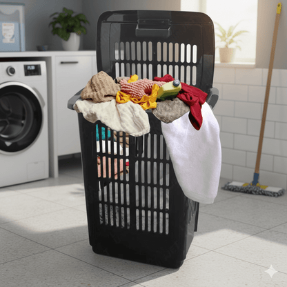 Cesto de Roupa Com Tampa 60 litros Preto Uninjet - e - dona