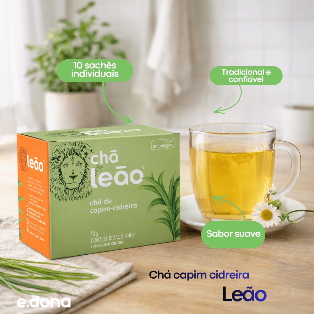 Chá capim cidreira Leão com 10 sachês - e - dona