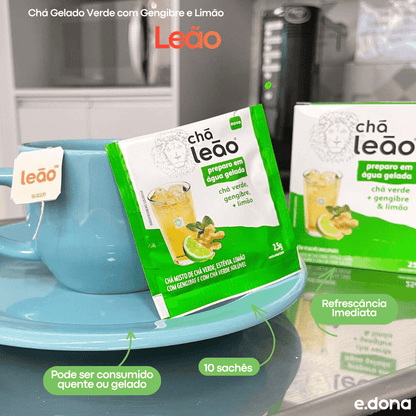 Chá Gelado Leão Verde com Gengibre e Limão com 10 sachês - e - dona