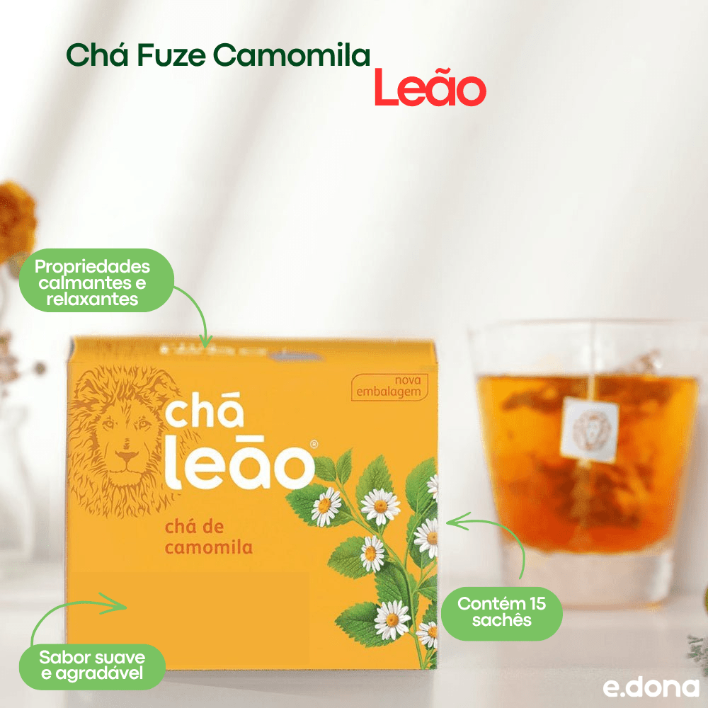 Chá Leão Fuze Camomila com 15 sachês - e - dona