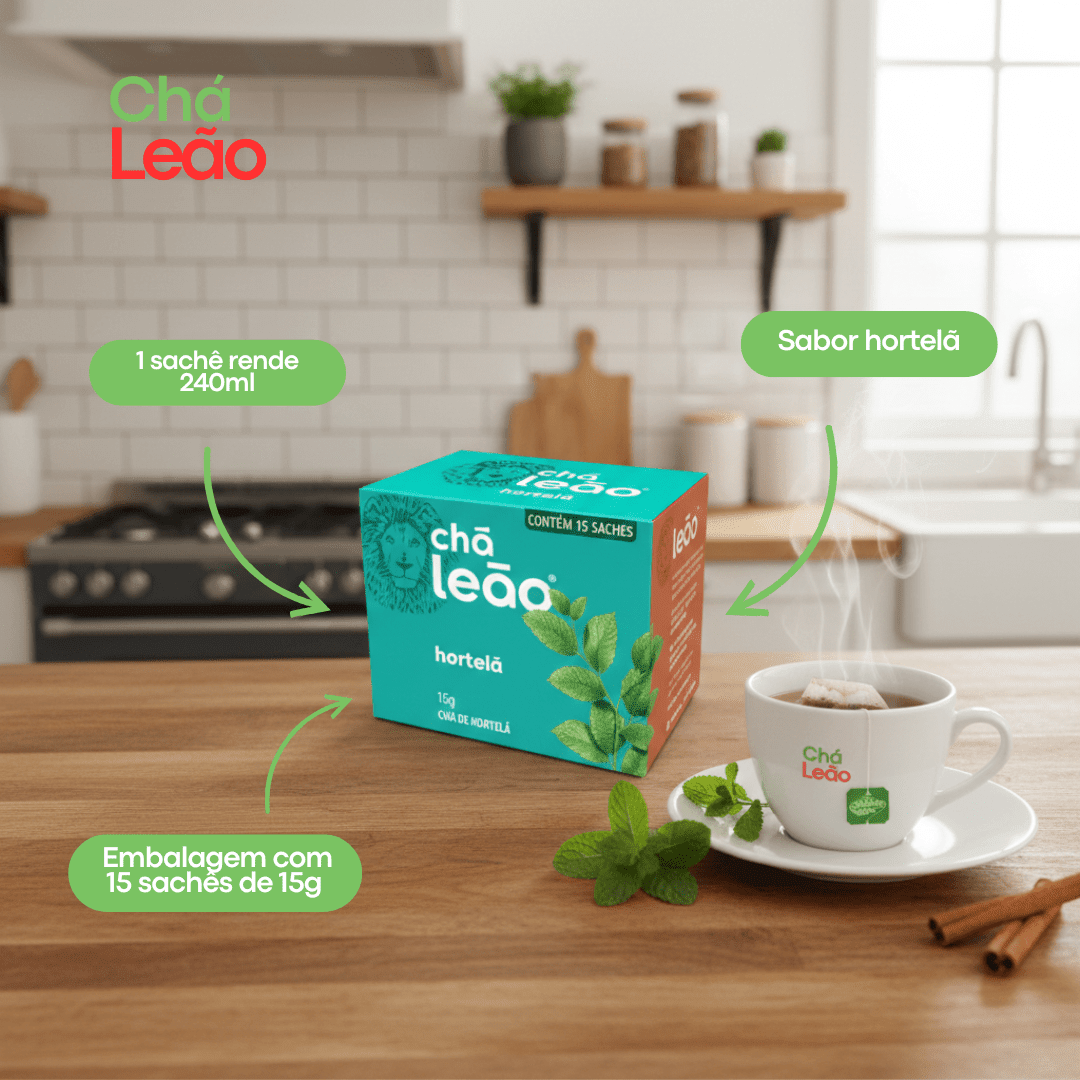 Chá Leão Fuze Hortelã com 15 sachês - e - dona