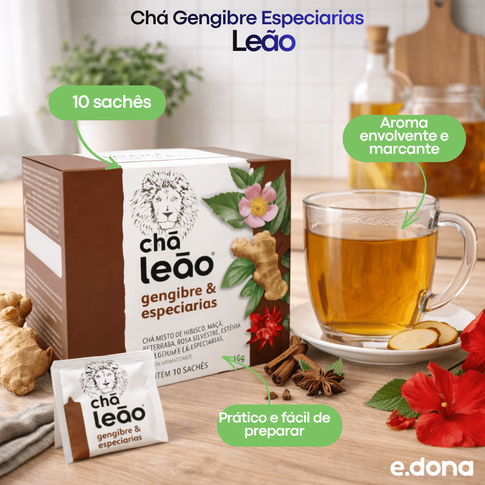 Chá Leão Gengibre Especiarias com 10 sachês - e - dona