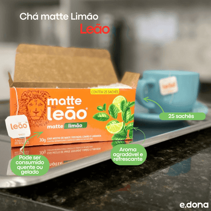 Chá matte Leão Limão sachês 1,6g com 25 sachês - e - dona