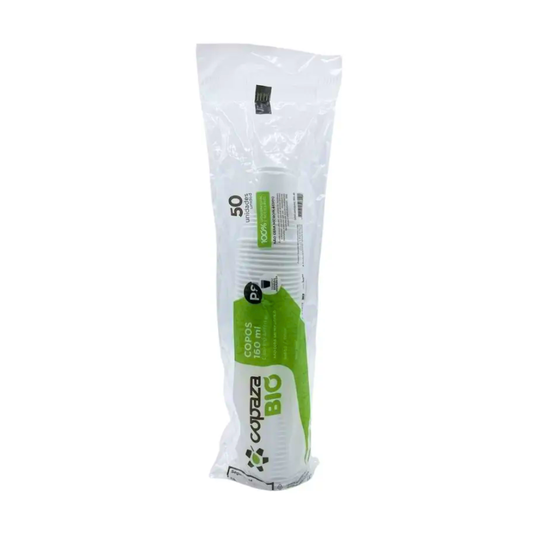 Copo Descartável 160ml Branco Antiestático PS Copaza - 50 Unidades