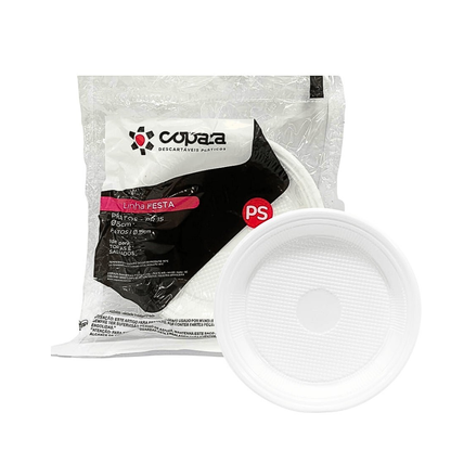 Prato Raso 15cm Branco para Sobremesa Copaza com 10 Unidades