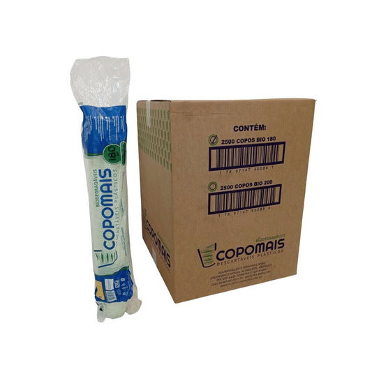 Copo 180ml Translúcido verde Biodegradável Copomais com 2.500 unidades - e - dona