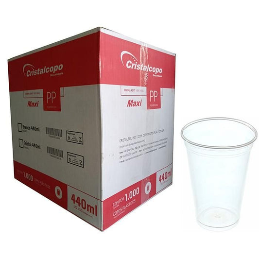 Copo 440ml PP Translúcido cristalino Liso Cristalcopo com 1.000 unidades - e - dona
